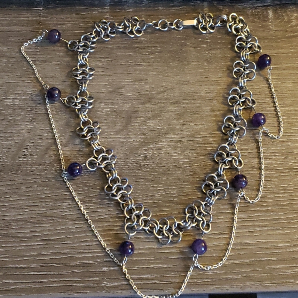 Amethyst Jump Ring Necklace